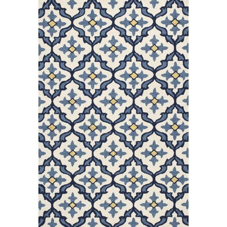 Palacedesigns 2 ft. x 3 ft. UV-Treated Polypropylene Ivory & Blue Area Rug PA3682951